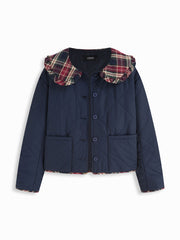 Peter Pan Collar Plaid Ruffled Oversized Puffer
