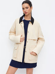 Contrasting Collar Oversized Barn Jacket