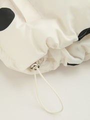 Polka Dot Zip Through Hooded Oversized Crop Puffer
