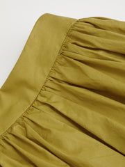 100% Cotton Mid Rise Solid Ruffle Maxi Skirt