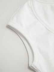 Cotton-blend U-neckline Ruched Tee