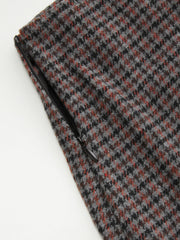Wool-look Mid Rise Houndstooth Asymmetrical A-line Mini Skort