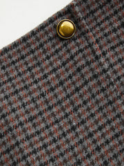 Wool-look Mid Rise Houndstooth Asymmetrical A-line Mini Skort