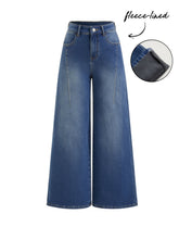 High Stretch Cider Denim Fleece-lined High Rise Wide Leg Jeans