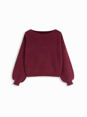 Knit Boat Neck Long Sleeve Top Curve & Plus