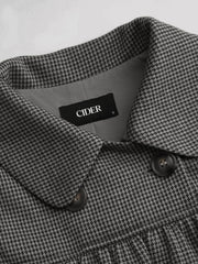 Peter Pan Collar Houndstooth Button Mini Dress