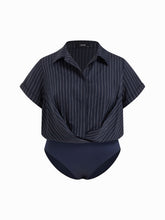 Collar Twist Oversized Shirt Bodysuit Curve & Plus