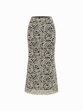Mid Rise Texture Paisley Lace Mermaid Maxi Skirt
