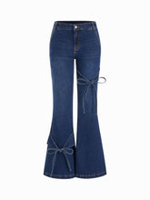 Stretch Cider Denim Low Rise Bowknot Flared Jeans