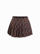 Wool-look Low Rise Tartan Pleated Mini Skirt