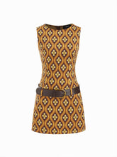 Boat Neck Floral Zipper Mini Dress With Belt