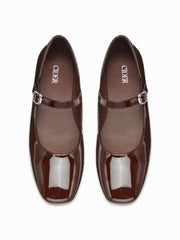 FAUX PATENT LEATHER MARY JANE FLATS