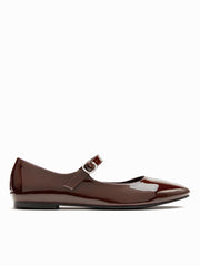 FAUX PATENT LEATHER MARY JANE FLATS