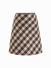 Wool-blend Mid Rise Plaid A-line Mini Skirt