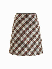 Wool-blend Mid Rise Plaid A-line Mini Skirt