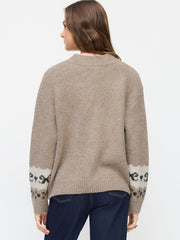 Knit Dog Graphic Fair Isle Toggle Button Oversized Cardigan