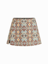 Jacquard Low Rise Floral Split Mini Skort