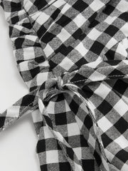 Cotton Mid Rise Plaid Bowknot Ruched Maxi Skirt Curve & Plus