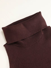 Knit Turtleneck Tank Top With Belt