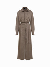 Houndstooth Collared Belted Wide Leg Jumpsuit