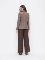 Wool-look Collar Button Pocket Long Sleeve Blazer