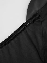 Faux Leather Off-shoulder Wrap Ruched Mini Dress