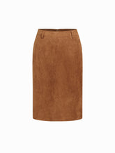 Suede Mid Rise Midi Pencil Skirt