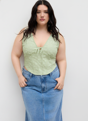 V-neck Floral Corset Crop Tank Top Curve & Plus