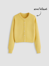Wool-blend Round Neckline Solid Button Knitted Cardigan