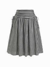 Cotton Mid Rise Plaid Bowknot Ruched Maxi Skirt Curve & Plus