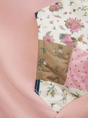 Cotton-blend Floral Patched Long Sleeve Drawstring Oversized Hoodie