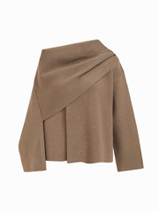 Knit Asymmetrical Neck Split Scarf Cardigan