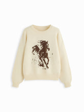 Oversized Horse Graphic Knit Long Sleeve Top
