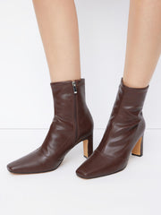 SQUARE TOE CHUNKY HEELED ANKLE BOOTS