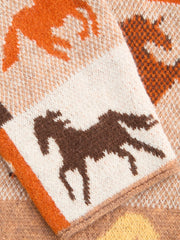 Horse Pattern V-neck Knit Oversized Cardigan
