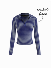 Brushed Fabric Hooded Striped Sweatshirt