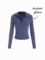 Brushed Fabric Hooded Striped Sweatshirt