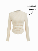 Stand Collar Ruched Long Sleeve Top