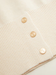 Knit Round Neck Solid Button Long Sleeve Sweater