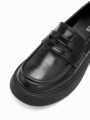 ROUND TOE CHUNKY HEELED LOAFERS