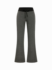 Jacquard Mid Rise Striped Drawstring Straight Leg Sweatpants