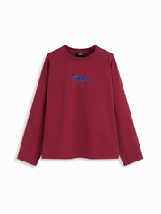100% Cotton Fish Embroidery Round Neckline Long Sleeve Oversized Tee
