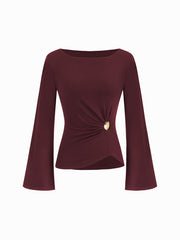 Boat Neck Metal Detail Top