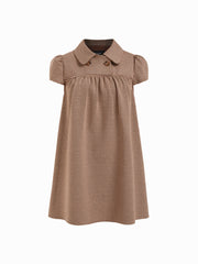 Peter Pan Collar Houndstooth Button Mini Dress