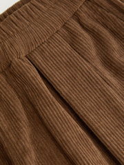 Corduroy Low Rise Elastic Waist Barrel-leg Trousers