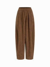 Corduroy Low Rise Elastic Waist Barrel-leg Trousers
