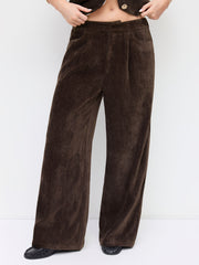 Velvet Mid Rise Wide Leg Trousers