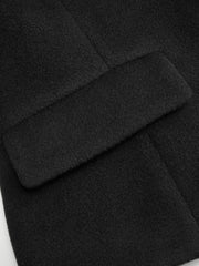 Wool-look Collar Faux Fur Trim Long Sleeve Button Coat