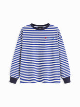 100% Cotton Striped Fish Embroidery Contrasting Binding Tee Curve & Plus