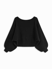 Knit Wool-blend Boat Neck Striped Oversized Sweater